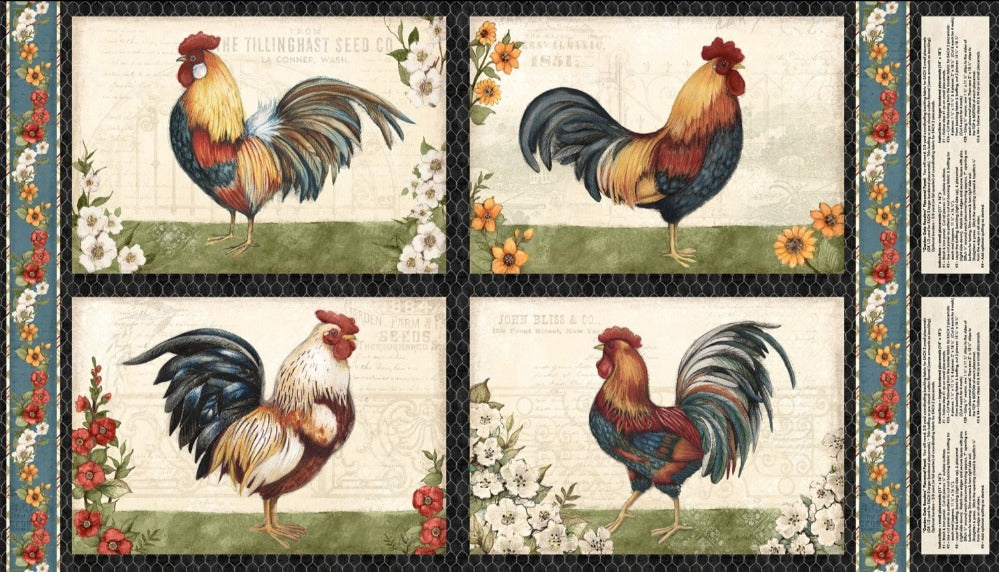 Garden Gate Roosters Placemat Panel