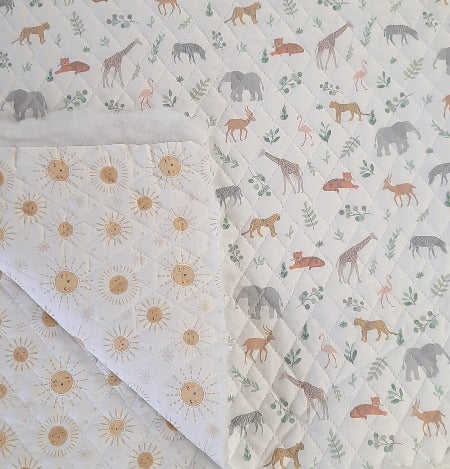 Pre-Quilted Cotton - Jungle Baby White