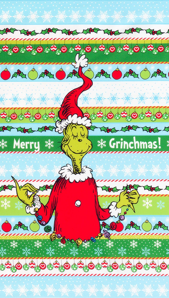 Grinch Christmas Stripe 36" x 44" Panel