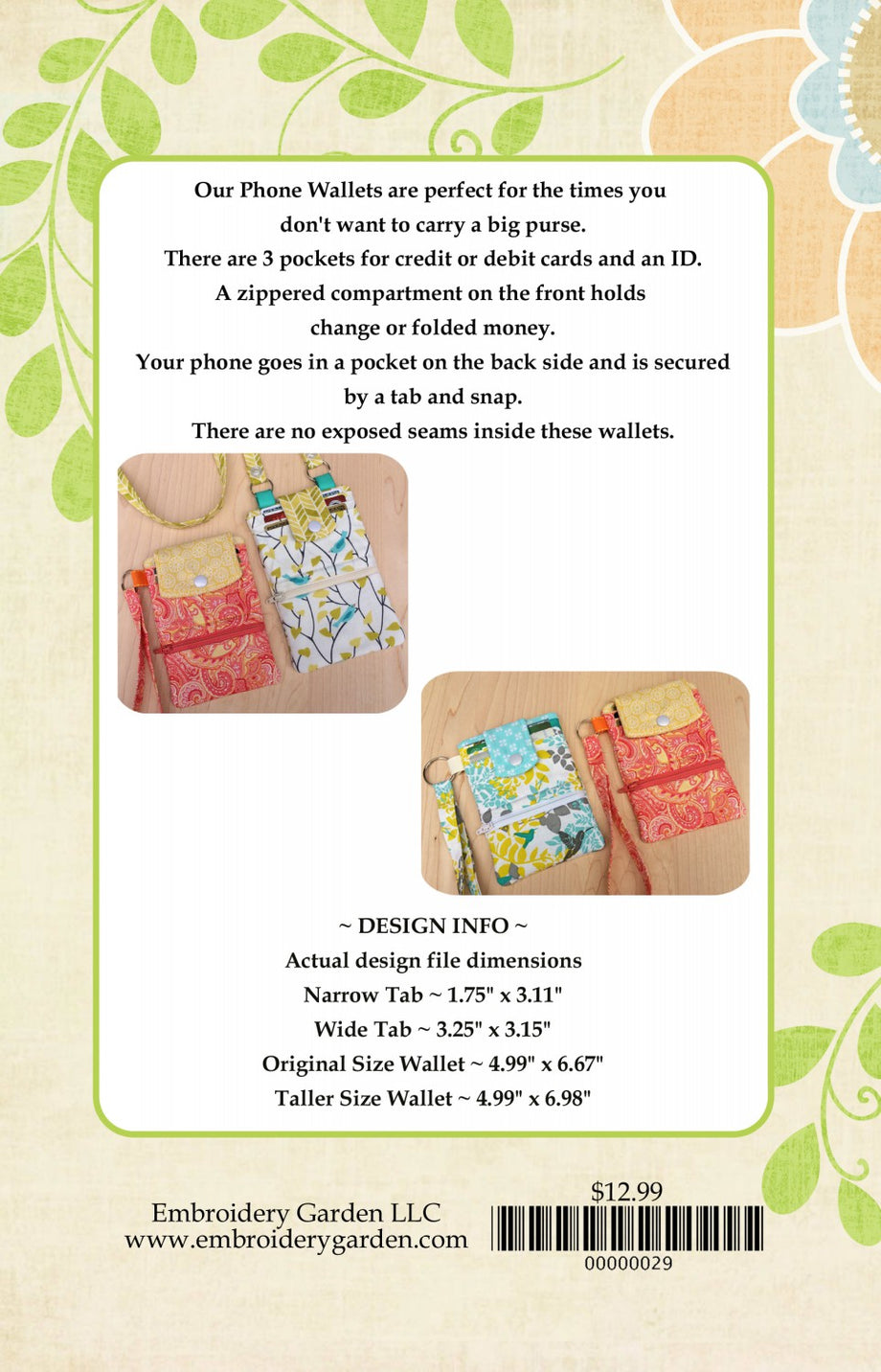 Phone Wallet Set Pattern CD - Embroidery Garden