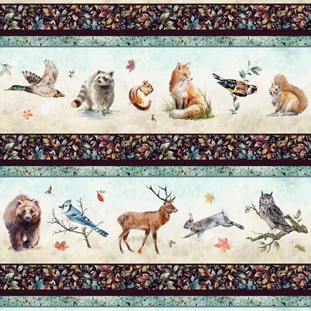 Forest Tales - Sky Animals Border Stripe