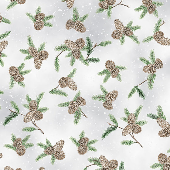 Whispering Woods - Frost Pinecones w/ Silver Metallic Accents