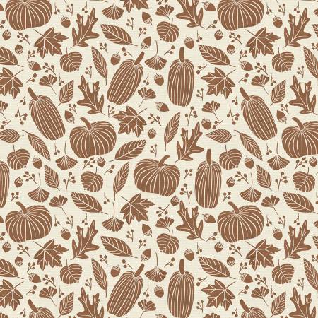 Fall Harvest - Tonal Pumpkins Brown/Cream