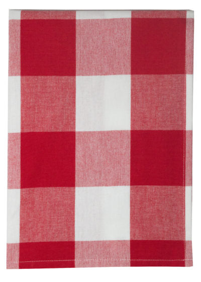 20" x 28"  Farm House 3" Check Towel - Bright Red