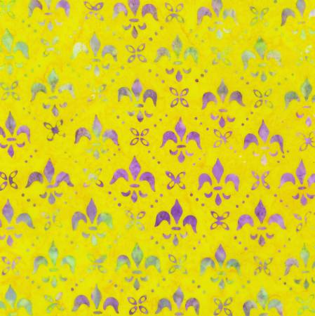 Mardi Gras Artisan Batik - Yellow Fleur De Lis