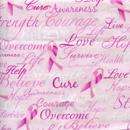 Pink Ribbon - Ribbon Cure Words Pink