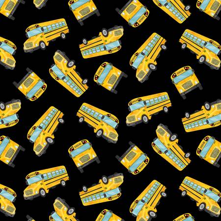 Too Cool for School - Black Tossed Yellow School Buses