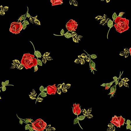 Gilded Rose - Black Metallic Rose Buds