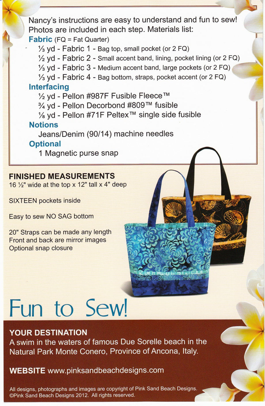 Fabric Tote Sewing A Lined Bag Tuscany Tote Pattern – Miller's Dry