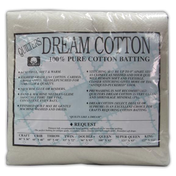 Quilters Dream Cotton Select Batting WHITE - Crib size