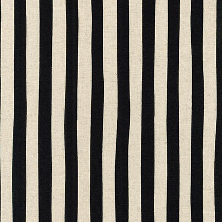 Cotton/Flax Canvas - Black/Natural Stripes